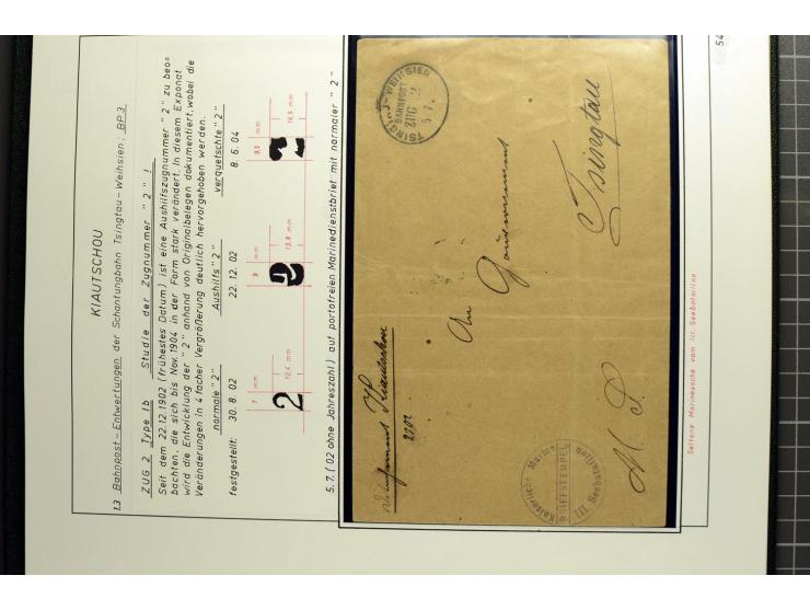 1901/1914, umfangreiche Ausstellungs-Sammlung "Die Bahnpost der Schantung-Bahn" mit ca. 150 Briefen und Karten, 36 Briefstück