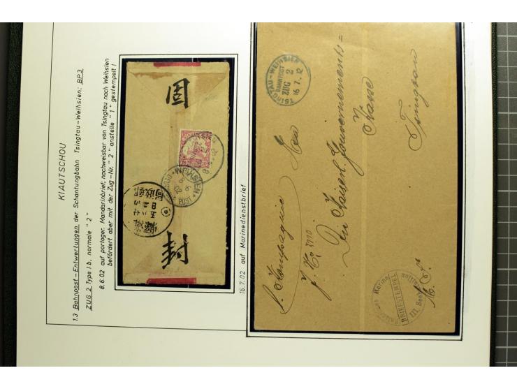 1901/1914, umfangreiche Ausstellungs-Sammlung "Die Bahnpost der Schantung-Bahn" mit ca. 150 Briefen und Karten, 36 Briefstück