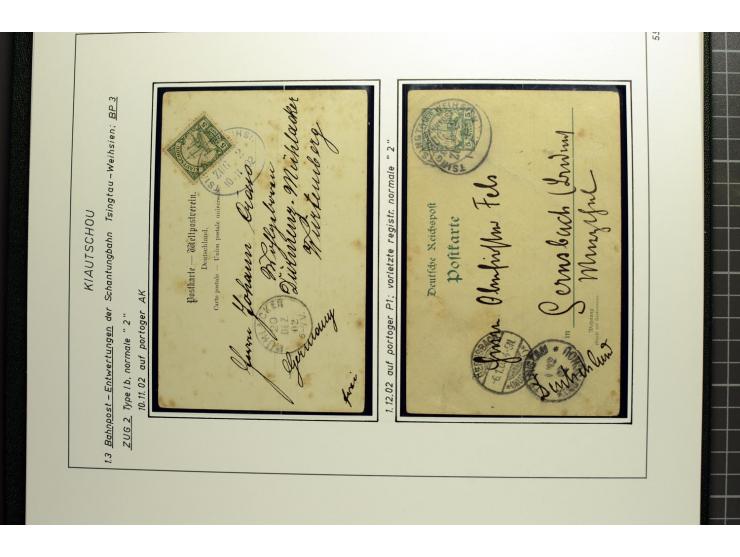 1901/1914, umfangreiche Ausstellungs-Sammlung "Die Bahnpost der Schantung-Bahn" mit ca. 150 Briefen und Karten, 36 Briefstück