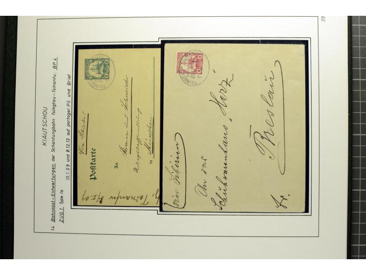 1901/1914, umfangreiche Ausstellungs-Sammlung "Die Bahnpost der Schantung-Bahn" mit ca. 150 Briefen und Karten, 36 Briefstück