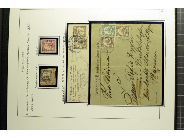1901/1914, umfangreiche Ausstellungs-Sammlung "Die Bahnpost der Schantung-Bahn" mit ca. 150 Briefen und Karten, 36 Briefstück