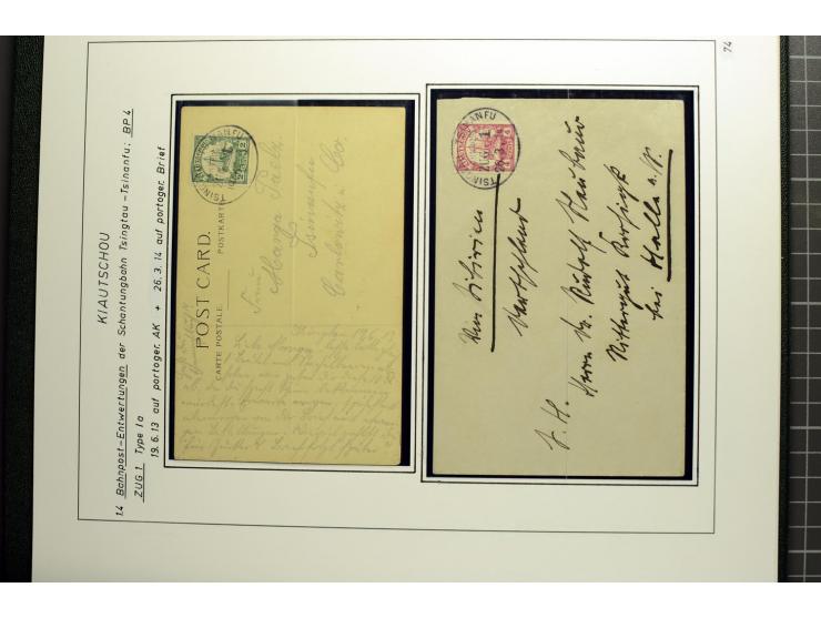 1901/1914, umfangreiche Ausstellungs-Sammlung "Die Bahnpost der Schantung-Bahn" mit ca. 150 Briefen und Karten, 36 Briefstück
