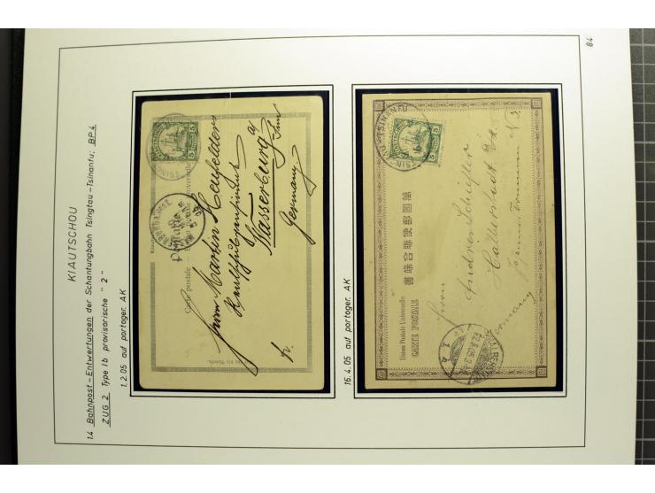 1901/1914, umfangreiche Ausstellungs-Sammlung "Die Bahnpost der Schantung-Bahn" mit ca. 150 Briefen und Karten, 36 Briefstück