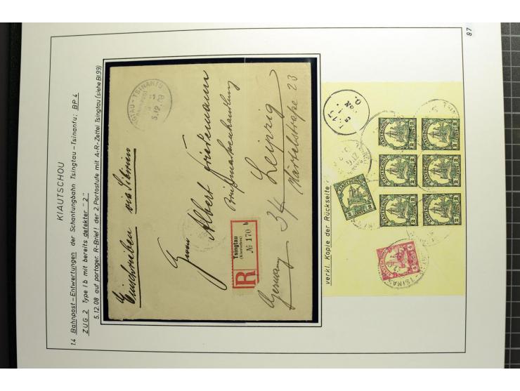 1901/1914, umfangreiche Ausstellungs-Sammlung "Die Bahnpost der Schantung-Bahn" mit ca. 150 Briefen und Karten, 36 Briefstück