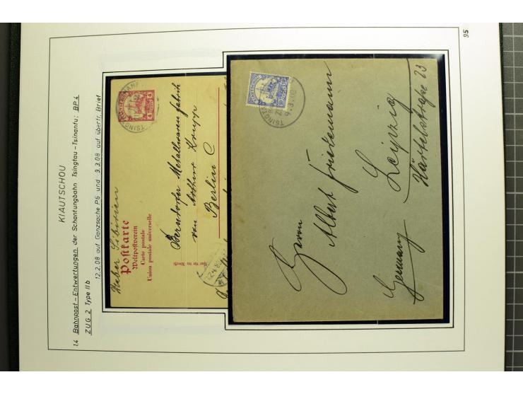 1901/1914, umfangreiche Ausstellungs-Sammlung "Die Bahnpost der Schantung-Bahn" mit ca. 150 Briefen und Karten, 36 Briefstück