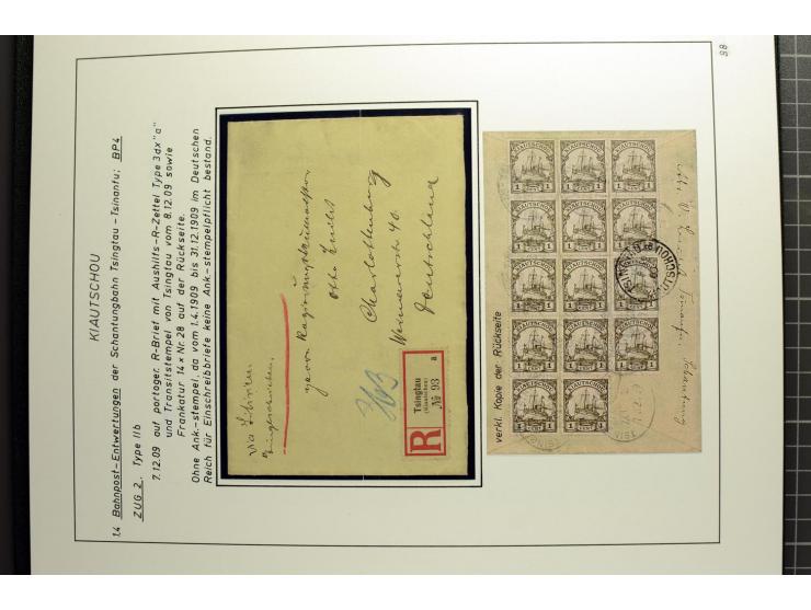 1901/1914, umfangreiche Ausstellungs-Sammlung "Die Bahnpost der Schantung-Bahn" mit ca. 150 Briefen und Karten, 36 Briefstück