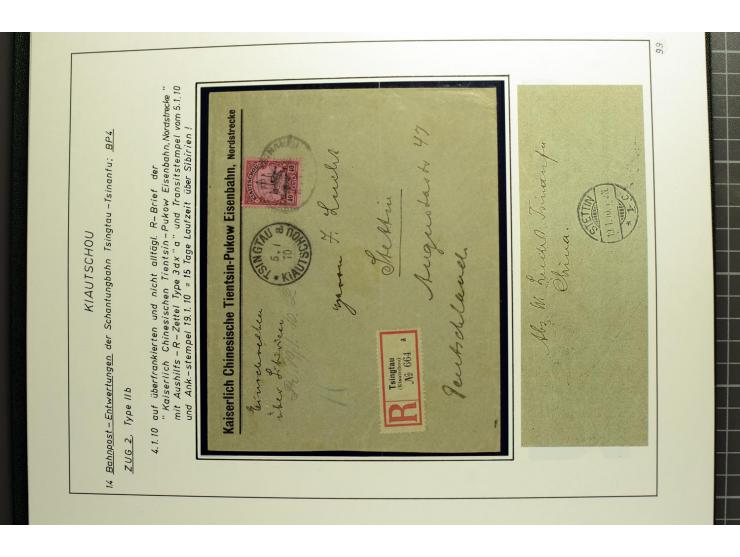 1901/1914, umfangreiche Ausstellungs-Sammlung "Die Bahnpost der Schantung-Bahn" mit ca. 150 Briefen und Karten, 36 Briefstück
