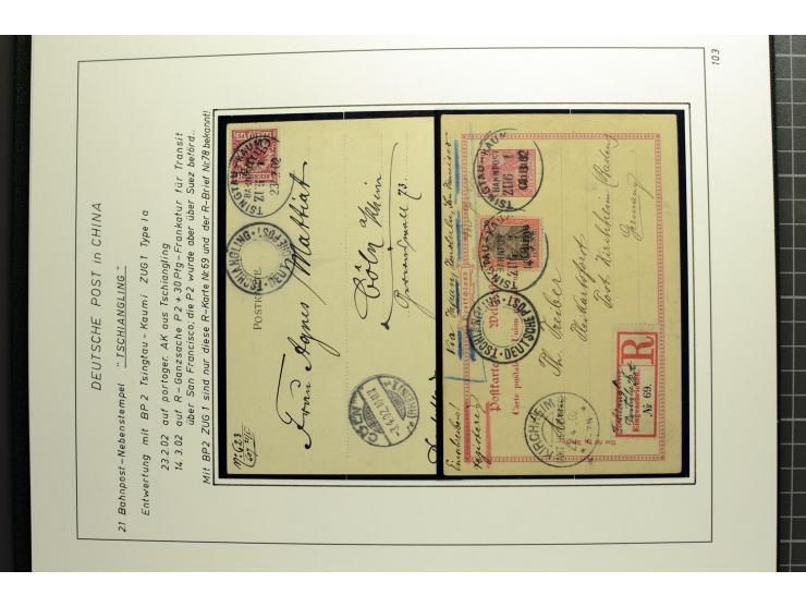 1901/1914, umfangreiche Ausstellungs-Sammlung "Die Bahnpost der Schantung-Bahn" mit ca. 150 Briefen und Karten, 36 Briefstück