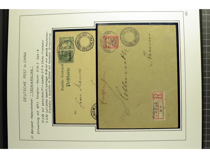 1901/1914, umfangreiche Ausstellungs-Sammlung "Die Bahnpost der Schantung-Bahn" mit ca. 150 Briefen und Karten, 36 Briefstück