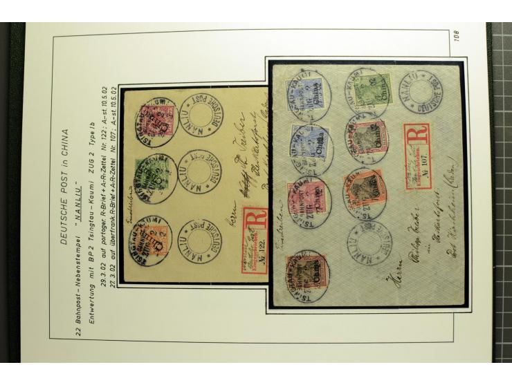 1901/1914, umfangreiche Ausstellungs-Sammlung "Die Bahnpost der Schantung-Bahn" mit ca. 150 Briefen und Karten, 36 Briefstück