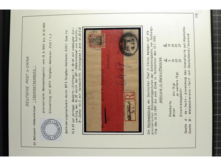 1901/1914, umfangreiche Ausstellungs-Sammlung "Die Bahnpost der Schantung-Bahn" mit ca. 150 Briefen und Karten, 36 Briefstück