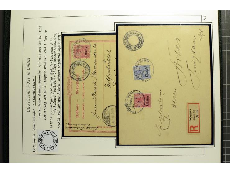 1901/1914, umfangreiche Ausstellungs-Sammlung "Die Bahnpost der Schantung-Bahn" mit ca. 150 Briefen und Karten, 36 Briefstück