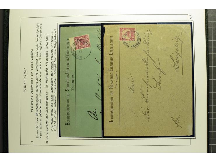 1901/1914, umfangreiche Ausstellungs-Sammlung "Die Bahnpost der Schantung-Bahn" mit ca. 150 Briefen und Karten, 36 Briefstück