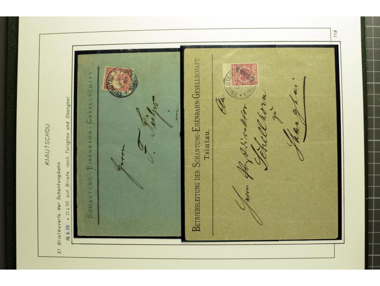 1901/1914, umfangreiche Ausstellungs-Sammlung "Die Bahnpost der Schantung-Bahn" mit ca. 150 Briefen und Karten, 36 Briefstück
