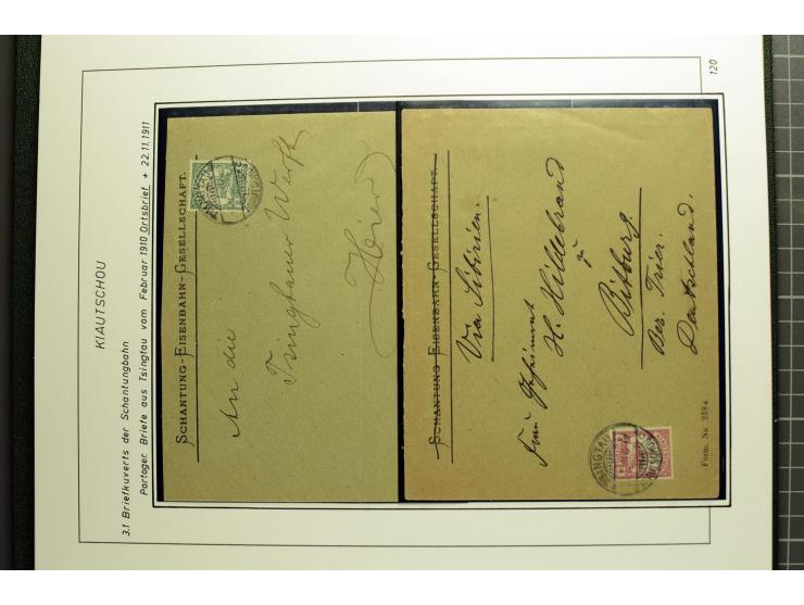 1901/1914, umfangreiche Ausstellungs-Sammlung "Die Bahnpost der Schantung-Bahn" mit ca. 150 Briefen und Karten, 36 Briefstück