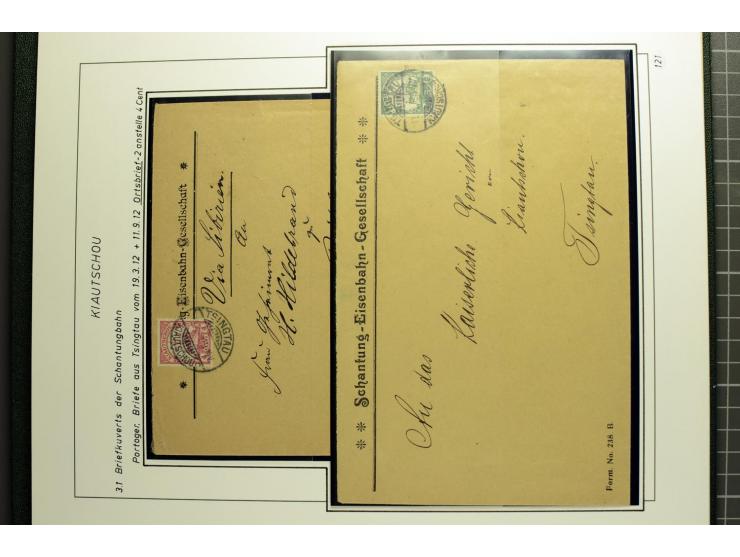 1901/1914, umfangreiche Ausstellungs-Sammlung "Die Bahnpost der Schantung-Bahn" mit ca. 150 Briefen und Karten, 36 Briefstück