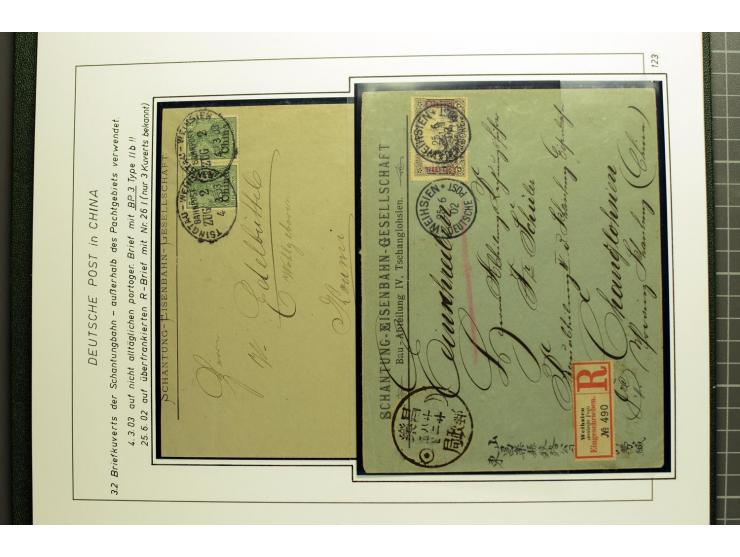 1901/1914, umfangreiche Ausstellungs-Sammlung "Die Bahnpost der Schantung-Bahn" mit ca. 150 Briefen und Karten, 36 Briefstück