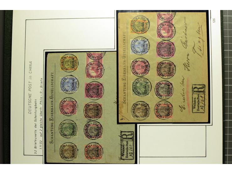 1901/1914, umfangreiche Ausstellungs-Sammlung "Die Bahnpost der Schantung-Bahn" mit ca. 150 Briefen und Karten, 36 Briefstück