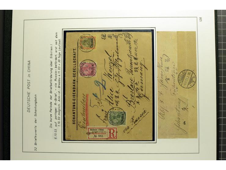 1901/1914, umfangreiche Ausstellungs-Sammlung "Die Bahnpost der Schantung-Bahn" mit ca. 150 Briefen und Karten, 36 Briefstück
