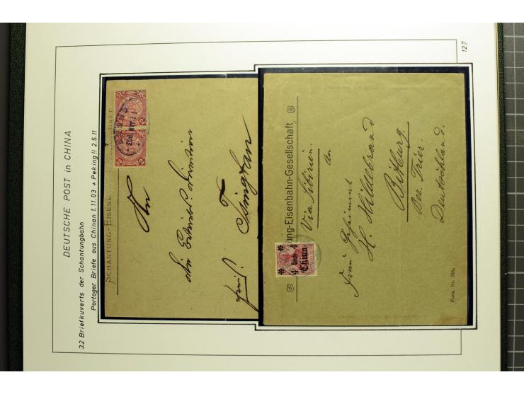 1901/1914, umfangreiche Ausstellungs-Sammlung "Die Bahnpost der Schantung-Bahn" mit ca. 150 Briefen und Karten, 36 Briefstück