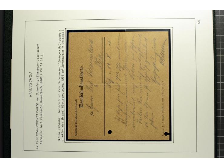 1901/1914, umfangreiche Ausstellungs-Sammlung "Die Bahnpost der Schantung-Bahn" mit ca. 150 Briefen und Karten, 36 Briefstück