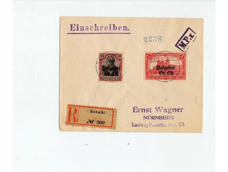 1915/18, interessante Partie von 40 Briefen, dabei 20 R-Briefe, außerdem Zensuren etc., gute Erhaltung