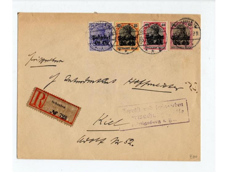 1915/18, interessante Partie von 40 Briefen, dabei 20 R-Briefe, außerdem Zensuren etc., gute Erhaltung