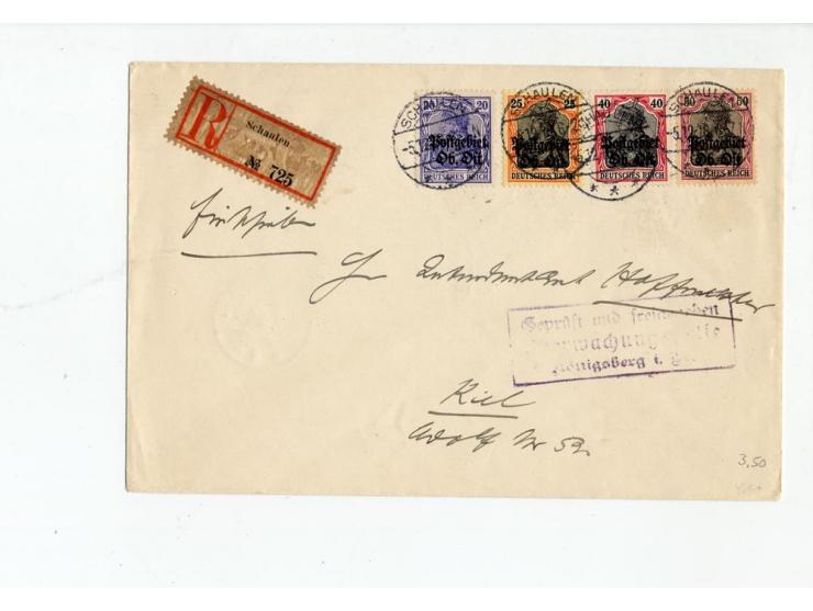 1918, 11 Briefe bzw. Karten, dabei 9 R-Briefe, gute Erhaltung