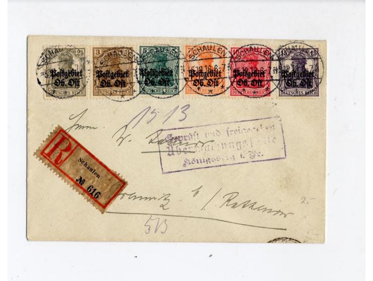 1918, 11 Briefe bzw. Karten, dabei 9 R-Briefe, gute Erhaltung