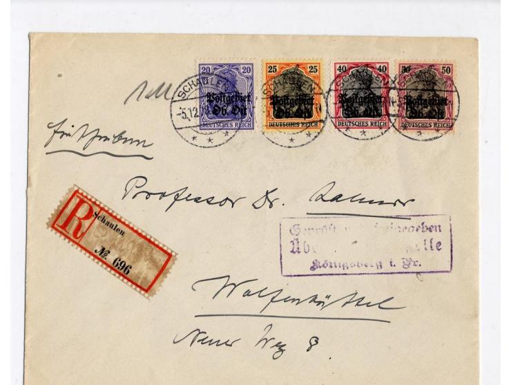 1918, 11 Briefe bzw. Karten, dabei 9 R-Briefe, gute Erhaltung