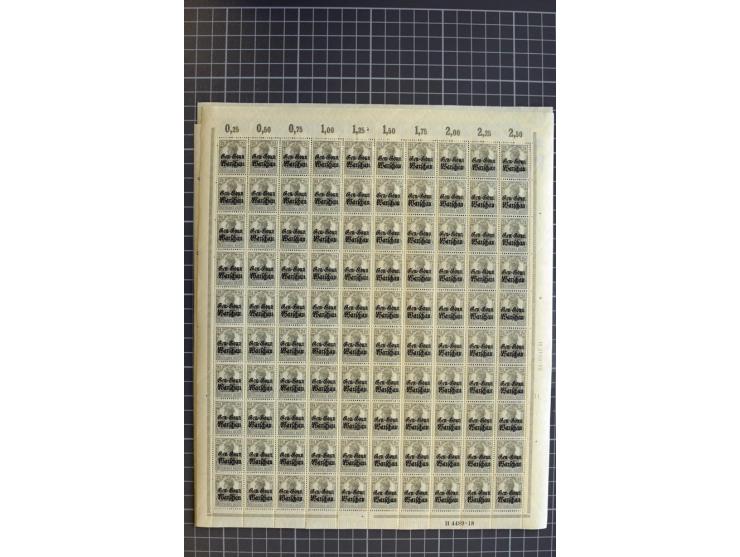  1916, 2½-10 und 15-40 Pfg., je per 100 im Originalbogen, postfrisch (Mi.-Nr. 6-10 12-15;  Mi. ohne Berechnung von Oberrandst