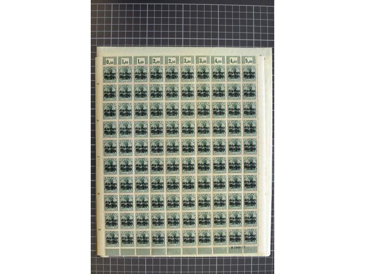  1916, 2½-10 und 15-40 Pfg., je per 100 im Originalbogen, postfrisch (Mi.-Nr. 6-10 12-15;  Mi. ohne Berechnung von Oberrandst