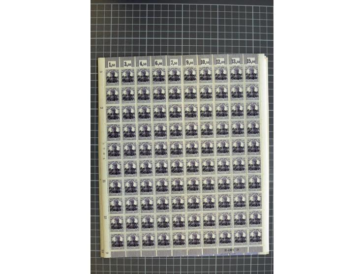  1916, 2½-10 und 15-40 Pfg., je per 100 im Originalbogen, postfrisch (Mi.-Nr. 6-10 12-15;  Mi. ohne Berechnung von Oberrandst