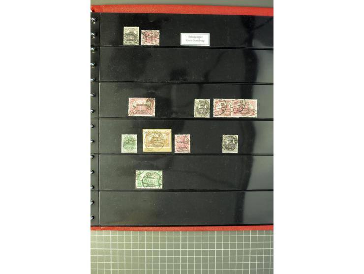 1920, Stempelsammlung auf losen Marken, Briefstücken und 28 Briefen, Karten und Ganzsachen, Postanweisungen und Paketkarte, d