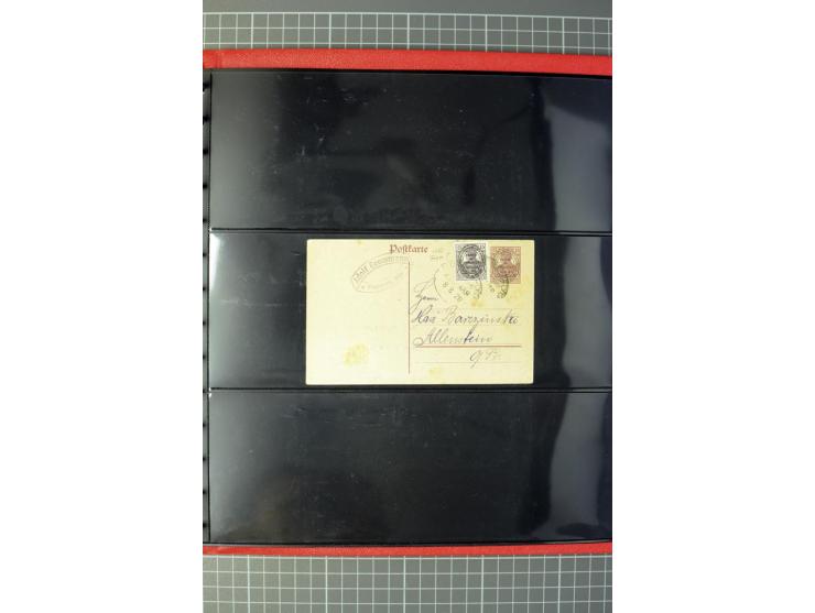 1920, Stempelsammlung auf losen Marken, Briefstücken und 28 Briefen, Karten und Ganzsachen, Postanweisungen und Paketkarte, d