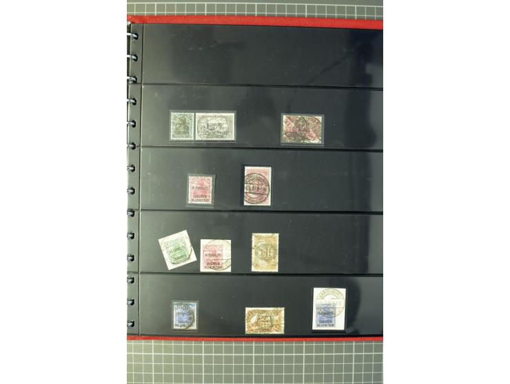 1920, Stempelsammlung auf losen Marken, Briefstücken und 28 Briefen, Karten und Ganzsachen, Postanweisungen und Paketkarte, d