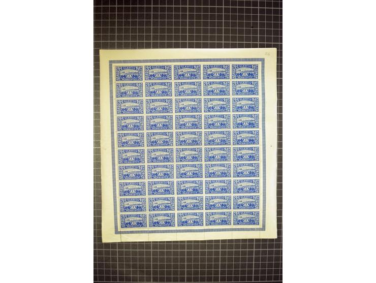 1920, Freimarken 5-10 Pfg., 20Pfg.-2 M. und 10 M., je per 100 in Originalbogen, postfrisch (Mi.-Nr. 2-4,6-12,14; Mi. 5.100,-)