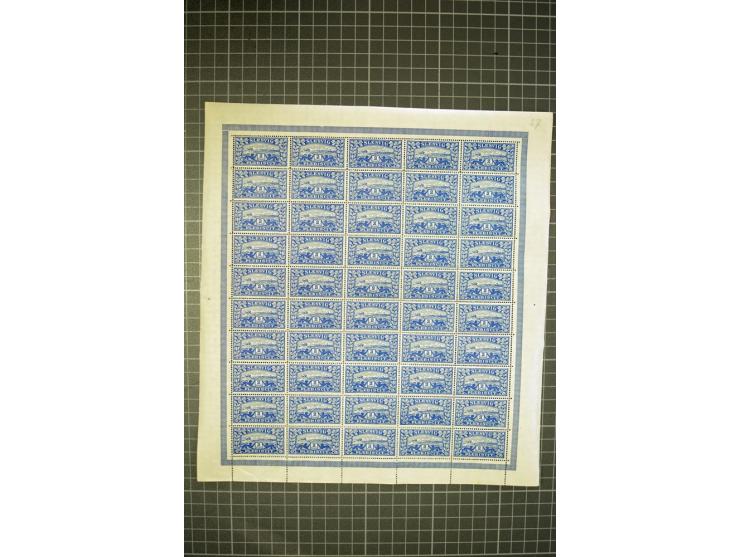 1920, Freimarken 5-10 Pfg., 20Pfg.-2 M. und 10 M., je per 100 in Originalbogen, postfrisch (Mi.-Nr. 2-4,6-12,14; Mi. 5.100,-)