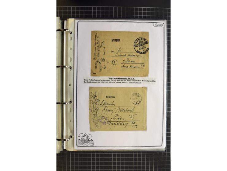 1914/1945, sehr umfangreiche Sammlung "Feldpost in Danzig" mit einigen hundert Briefen und Karten, dabei I. WK. mit interessa