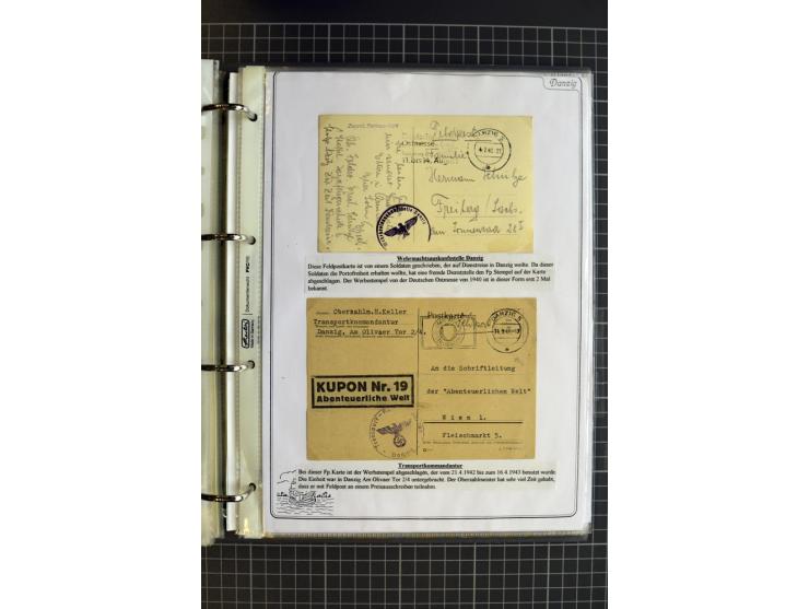 1914/1945, sehr umfangreiche Sammlung "Feldpost in Danzig" mit einigen hundert Briefen und Karten, dabei I. WK. mit interessa