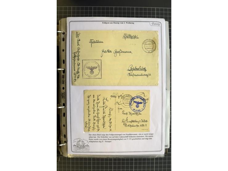 1914/1945, sehr umfangreiche Sammlung "Feldpost in Danzig" mit einigen hundert Briefen und Karten, dabei I. WK. mit interessa