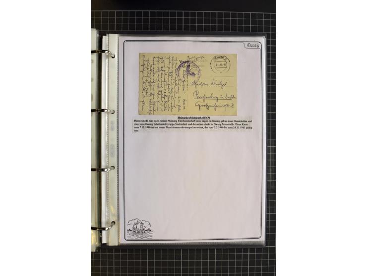 1914/1945, sehr umfangreiche Sammlung "Feldpost in Danzig" mit einigen hundert Briefen und Karten, dabei I. WK. mit interessa