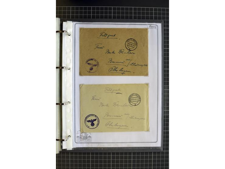 1914/1945, sehr umfangreiche Sammlung "Feldpost in Danzig" mit einigen hundert Briefen und Karten, dabei I. WK. mit interessa