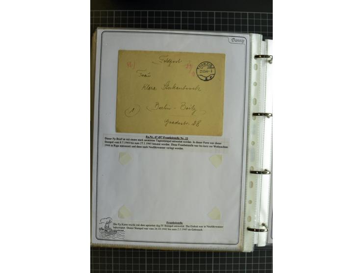 1914/1945, sehr umfangreiche Sammlung "Feldpost in Danzig" mit einigen hundert Briefen und Karten, dabei I. WK. mit interessa