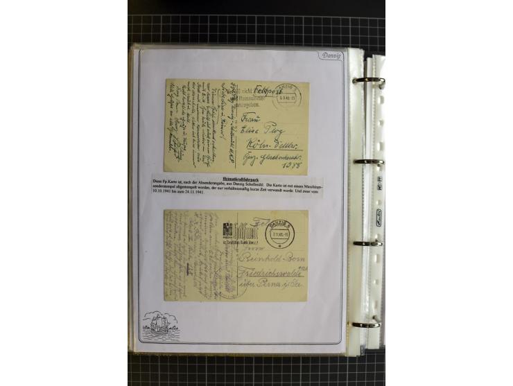 1914/1945, sehr umfangreiche Sammlung "Feldpost in Danzig" mit einigen hundert Briefen und Karten, dabei I. WK. mit interessa