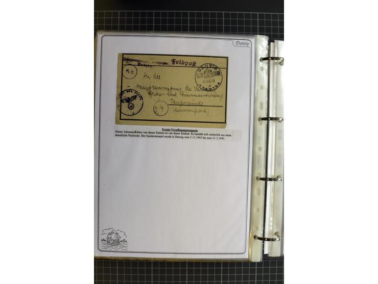 1914/1945, sehr umfangreiche Sammlung "Feldpost in Danzig" mit einigen hundert Briefen und Karten, dabei I. WK. mit interessa
