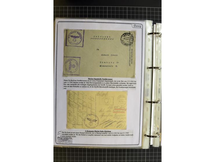 1914/1945, sehr umfangreiche Sammlung "Feldpost in Danzig" mit einigen hundert Briefen und Karten, dabei I. WK. mit interessa