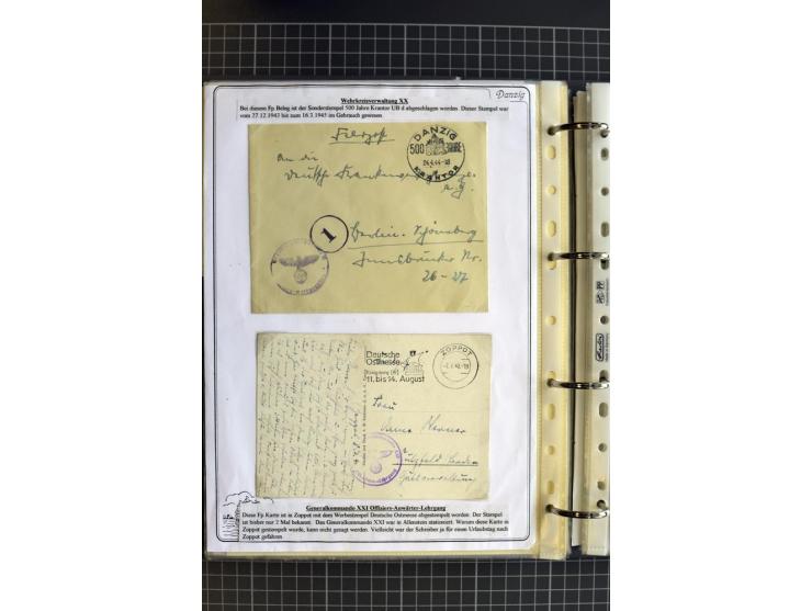 1914/1945, sehr umfangreiche Sammlung "Feldpost in Danzig" mit einigen hundert Briefen und Karten, dabei I. WK. mit interessa