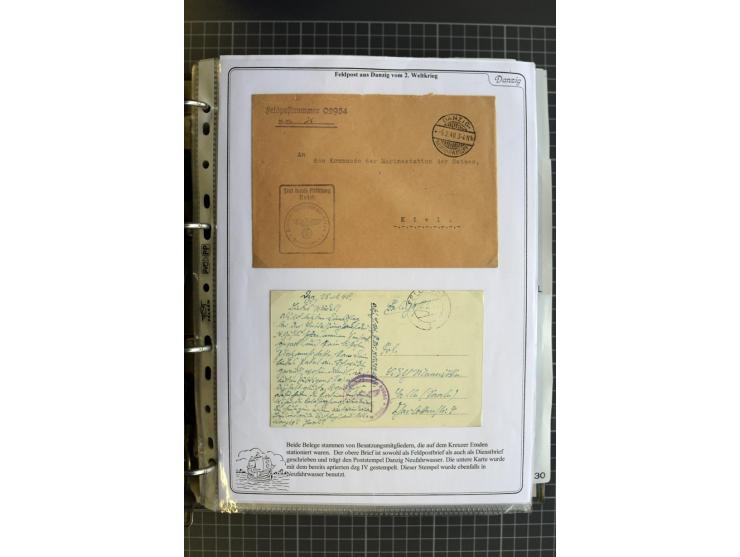 1914/1945, sehr umfangreiche Sammlung "Feldpost in Danzig" mit einigen hundert Briefen und Karten, dabei I. WK. mit interessa
