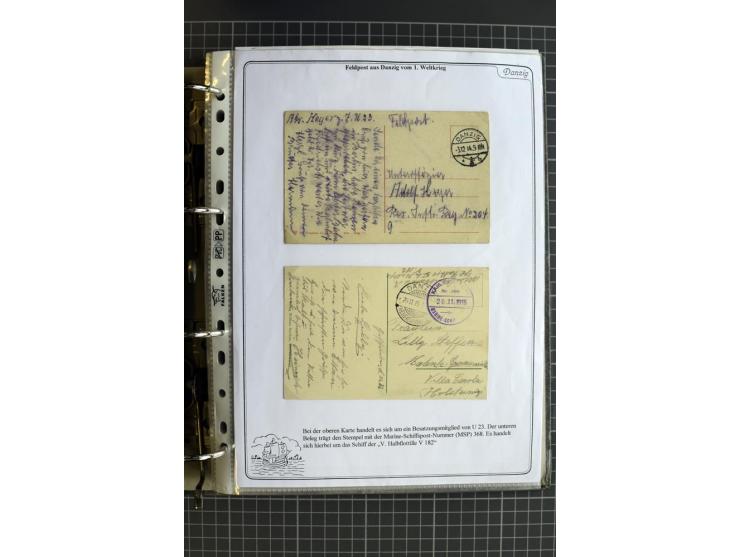 1914/1945, sehr umfangreiche Sammlung "Feldpost in Danzig" mit einigen hundert Briefen und Karten, dabei I. WK. mit interessa
